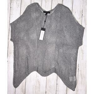 NWT BCBGMaxAzria Silver Metallic Crochet Poncho Sweater